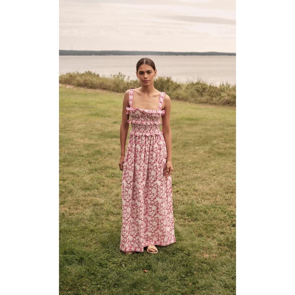 NWT Saylor Denise Tiered Pink Floral Maxi Womens Dress